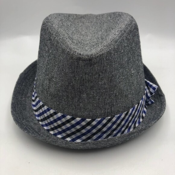Nick Graham Men's Fedora Gray Hat with Plaid bow tie - Picture 3 of 9